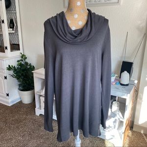 Dark green/grey long sleeve cowl neck sweater